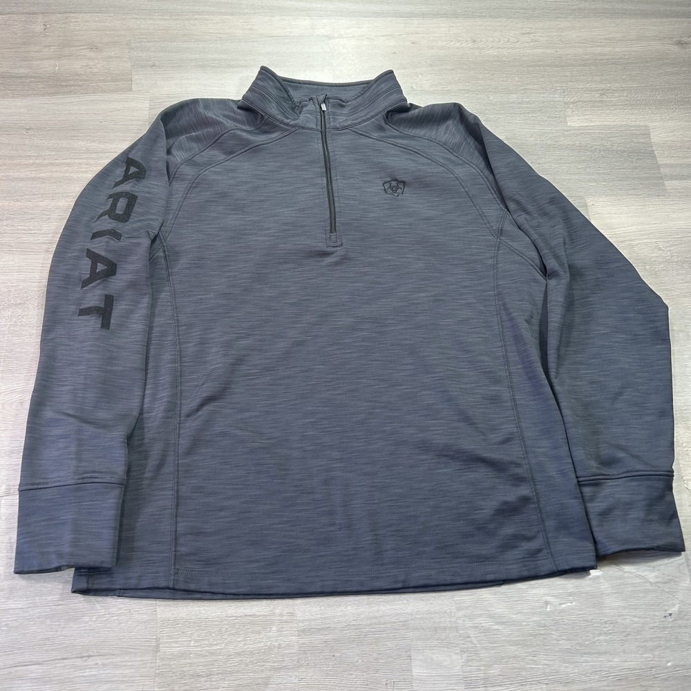 Ariat Sweatshirt Mens 2XL Gray 1/2 Zip Fleece Pullover Tek Team ARIATTEK Logo